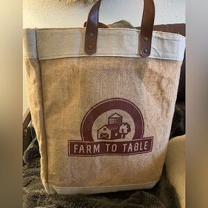 Farm to table burlap shopping bag